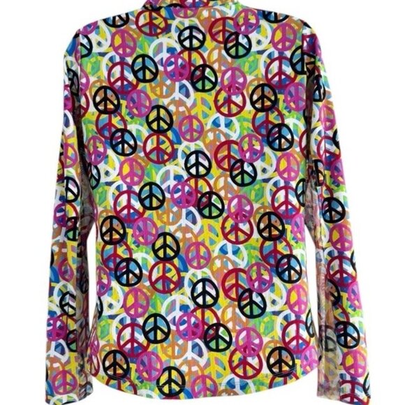 IBKUL Women’s Sz S Peri Peace Sign Long Sleeve Mock Golf Shirt UPF 50+ - Picture 4 of 9